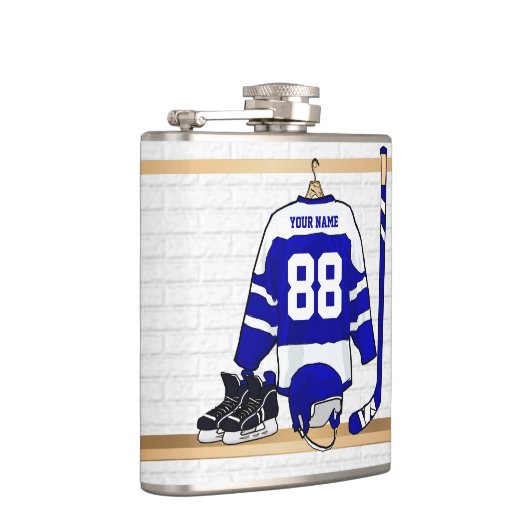 Persoonlijk blauw en wit ijs Hockey Jersey Heupfles (Rechts)