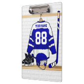 Persoonlijk blauw en wit ijs Hockey Jersey Klembord (Links)