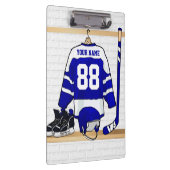 Persoonlijk blauw en wit ijs Hockey Jersey Klembord (Rechts)