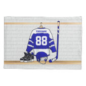 Persoonlijk blauw en wit ijs Hockey Jersey Kussensloop (Achterkant)