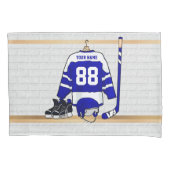 Persoonlijk blauw en wit ijs Hockey Jersey Kussensloop (Voorkant)