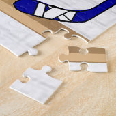 Persoonlijk blauw en wit ijs Hockey Jersey Legpuzzel (Zijkant)