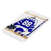 Persoonlijk blauw en wit ijs Hockey Jersey Magneet (Linkerzijde)
