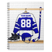Persoonlijk blauw en wit ijs Hockey Jersey Notitieboek (Voorkant)