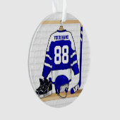 Persoonlijk blauw en wit ijs Hockey Jersey Ornament (voorkant)