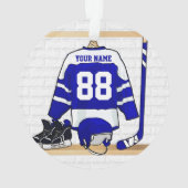 Persoonlijk blauw en wit ijs Hockey Jersey Ornament (achterkant)