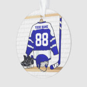Persoonlijk blauw en wit ijs Hockey Jersey Ornament (voorkant)