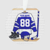 Persoonlijk blauw en wit ijs Hockey Jersey Ornament (voorkant)