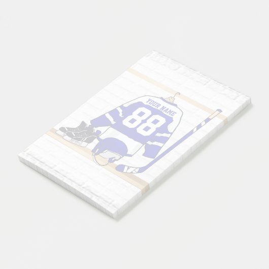 Persoonlijk blauw en wit ijs Hockey Jersey Post-it® Notes (Schuin)
