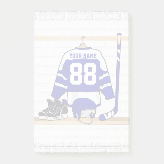 Persoonlijk blauw en wit ijs Hockey Jersey Post-it® Notes (Voorkant)