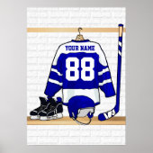 Persoonlijk blauw en wit ijs Hockey Jersey Poster (Voorkant)
