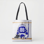 Persoonlijk blauw en wit ijs Hockey Jersey Tote Bag (Voorkant)