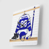 Persoonlijk blauw en wit ijs Hockey Jersey Vierkante Klok (Hoek)