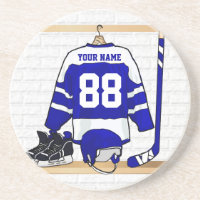 Persoonlijk blauw en wit ijs Hockey Jersey