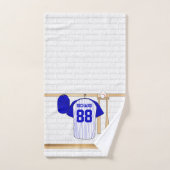 Persoonlijk Blauw en Witte Baseball Jersey Bad Handdoek (Handdoek)
