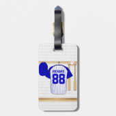 Persoonlijk Blauw en Witte Baseball Jersey Bagagelabel (Achterkant verticaal)