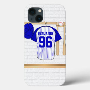 Persoonlijk Blauw en Witte Baseball Jersey iPhone 13 Hoesje