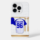 Persoonlijk Blauw en Witte Baseball Jersey Case-Mate iPhone Case (Achterkant)