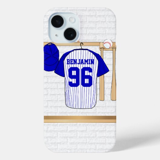 Persoonlijk Blauw en Witte Baseball Jersey Case-Mate iPhone Case (Achterkant)