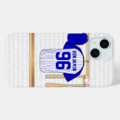 Persoonlijk Blauw en Witte Baseball Jersey Case-Mate iPhone Case (Achterkant (horizontaal))
