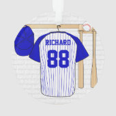 Persoonlijk Blauw en Witte Baseball Jersey Ornament (achterkant)