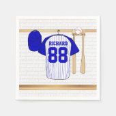 Persoonlijk Blauw en Witte Baseball Jersey Servetten (Voorkant)