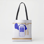 Persoonlijk Blauw en Witte Baseball Jersey Tote Bag (Voorkant)