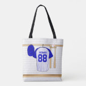 Persoonlijk Blauw en Witte Baseball Jersey Tote Bag (Achterkant)