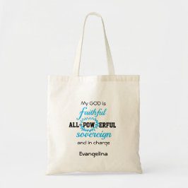 Persoonlijk blauw GOD IS NIET Christelijk Tote Bag