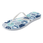 Persoonlijk blauw nautisch zeilbootmonogram teenslippers (Schuin)