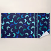 Persoonlijk blauw new moon patroon strandlaken (Voorkant)