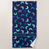 Persoonlijk blauw new moon patroon strandlaken (Voorkant)