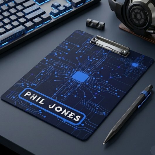 Persoonlijk Blauw Printplaat Tech Geek Klembord