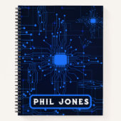 Persoonlijk Blauw Printplaat Tech Geek Notitieboek (Voorkant)
