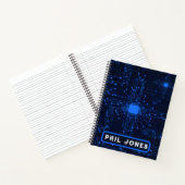 Persoonlijk Blauw Printplaat Tech Geek Notitieboek (Binnen)