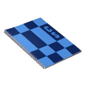 Persoonlijk blauw schaakbordmonogram, initialen notitieboek (Rechterzijde)