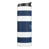Persoonlijk Blauw Strepenpatroon Thermosbeker (Gedraaid links)
