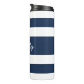 Persoonlijk Blauw Strepenpatroon Thermosbeker (Geroteerd rechts)