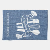 Persoonlijk blauw wit basisstation Denim Baking Ut Theedoek (Horizontaal)