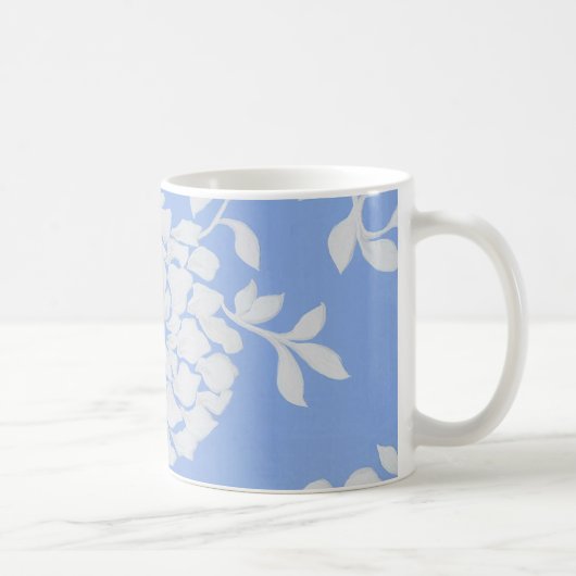 Persoonlijk blauw-wit bloempatroon koffiemok (Rechts)