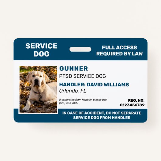 Persoonlijk blauw-wit de Dog van de Dienst Foto ID Badge (Voorkant)