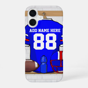 Persoonlijk blauw wit rood voetbalshirt iPhone 16 hoesje