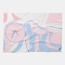 Persoonlijk blauw wit roze marmer wervelend abstra theedoek