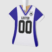 Persoonlijk blauw/wit Soccer Jersey Ornament (voorkant)