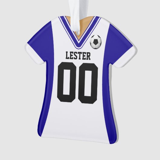Persoonlijk blauw/wit Soccer Jersey Ornament (voorkant)