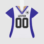 Persoonlijk blauw/wit Soccer Jersey Ornament (achterkant)