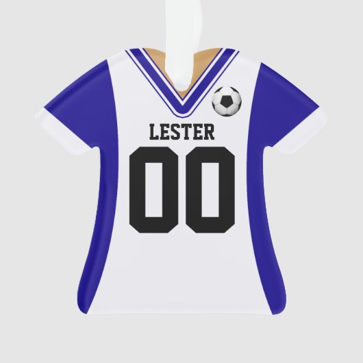 Persoonlijk blauw/wit Soccer Jersey Ornament (voorkant)