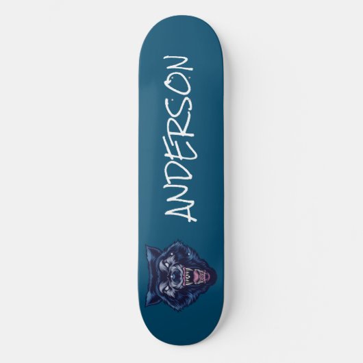 Persoonlijk blauw wolvenskateboard skateboard (Voorkant)