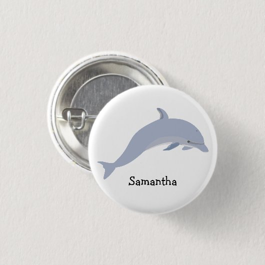 Persoonlijk blauw Zee dolfijn Ronde Button 3,2 Cm (Voorkant /achterkant)