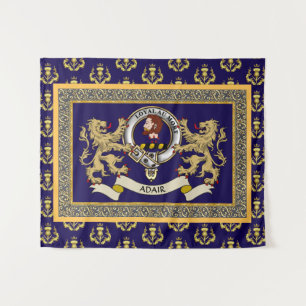 Persoonlijk Blauwe Adair Clan Badge Wandkleed